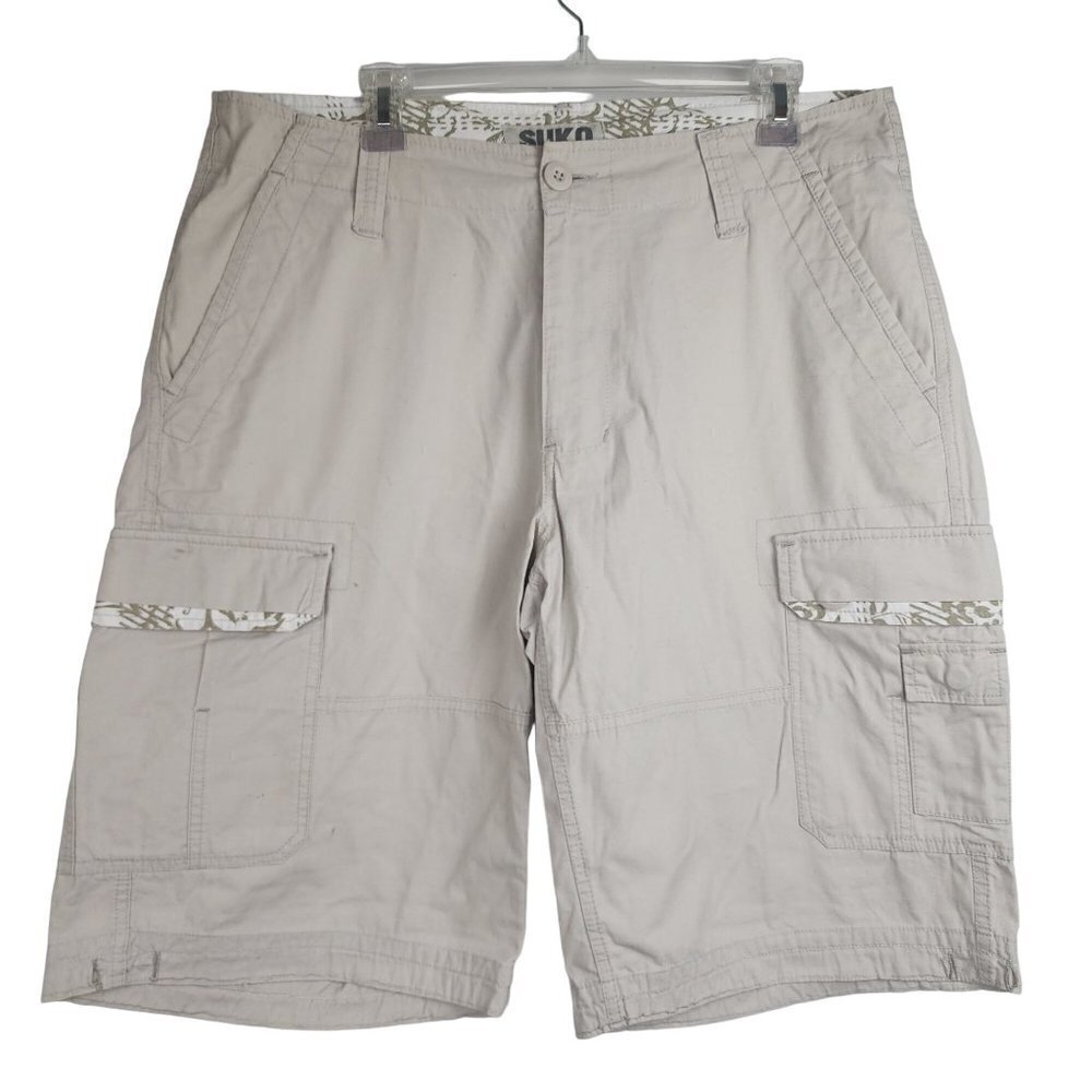 Suko Cargo Shorts Cream Off-White Beige Safari Men's Size 34